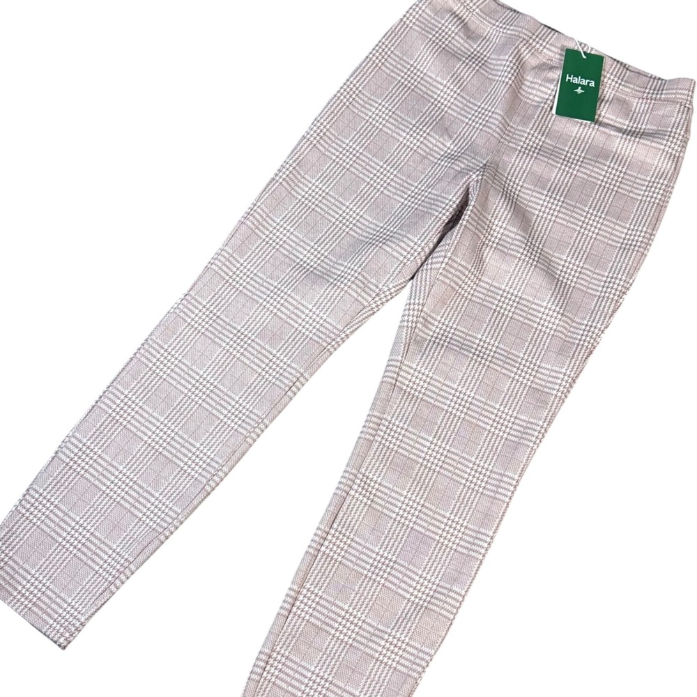 Halara Flex Dress Pants NWT Women M Pink Plaid‎ High Waisted Pull On Stretch